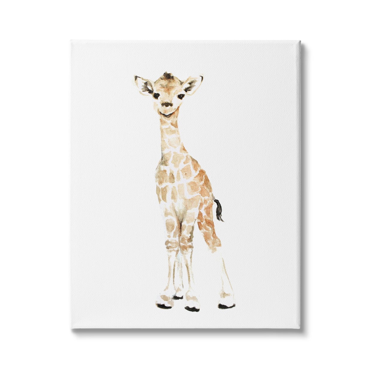 Stupell Industries Baby Giraffe Watercolor Portrait Children's Nursery Safari Animal Canvas Wall Art